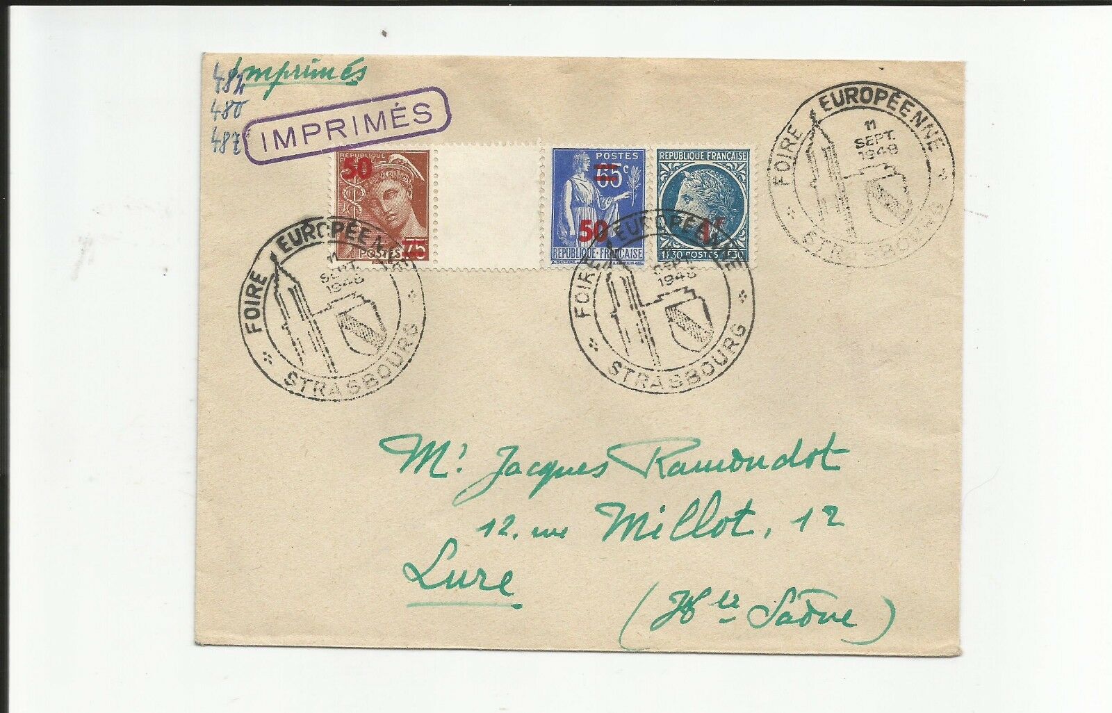 Europa Union / 11 Sept 48 Foire Europenne Strasbourg 3 S.-srpl. A. Brief